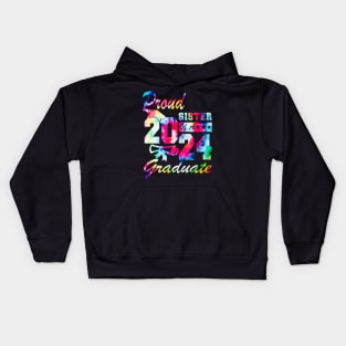 Tie Dye Proud sister of a 2024 Graduate Class of 2024 Senior Kids Hoodie